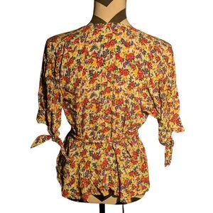 Faithfull The Brand Floral Butterfly Wrap Top - Size L